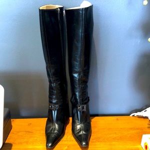 Jimmy Choo black leather boots.